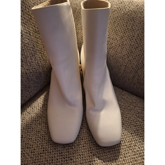 IDIFU Square Toe Ankle Boots, White, Size 8.5 - Picture 1 of 9